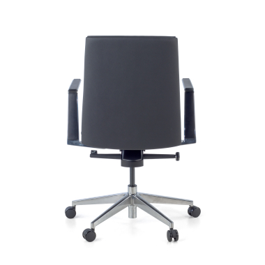 sillon de oficina negro respaldo bajo piel natural brazos fijos 8