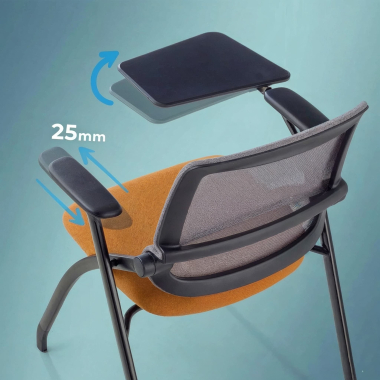 silla con pala naranja con pala de escritura malla brazos moviles 5