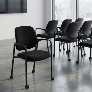 silla confidente negro con brazos tela brazos fijos 2