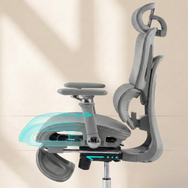 silla ergonomica gris sense ultra malla brazos regulables 4d soporte lumbar reposacabezas reposapies extensible 5