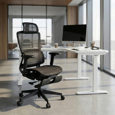 silla ergonomica negro con reposapies malla brazos regulables 3d doble soporte lumbar reposacabezas reposapies extensible 2