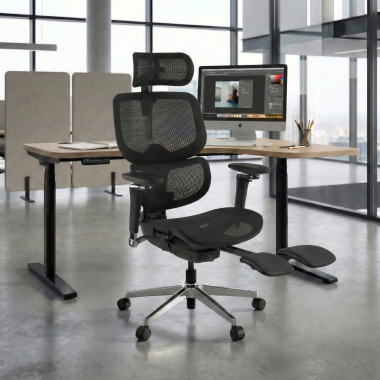 silla ergonomica negro erghos x2 malla brazos regulables 5d doble soporte lumbar reposacabezas reposapies extensible 2