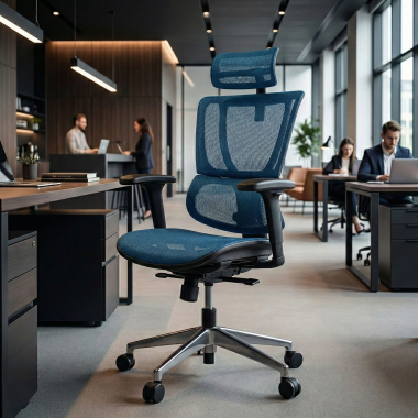 silla ergonomica azul silla oficina malla brazos regulables 3d soporte lumbar reposacabezas 2