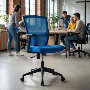 silla giratoria azul pivot malla brazos regulables 1d 2