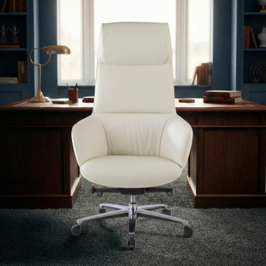 sillon de direccion blanco mozart piel natural brazos tapizados 2