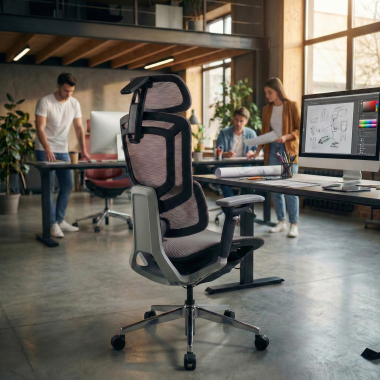 silla ergonomica gris valkyr malla brazos regulables 4d doble soporte lumbar reposacabezas 2