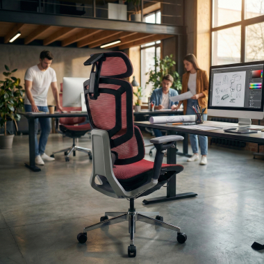 silla ergonomica rojo valkyr malla brazos regulables 4d doble soporte lumbar reposacabezas 2
