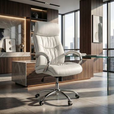 sillon de oficina blanco everest piel sintetica brazos tapizados 2
