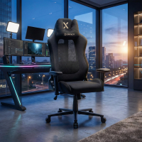 Silla gaming con masaje Vital, tela transpirable, brazos abatibles