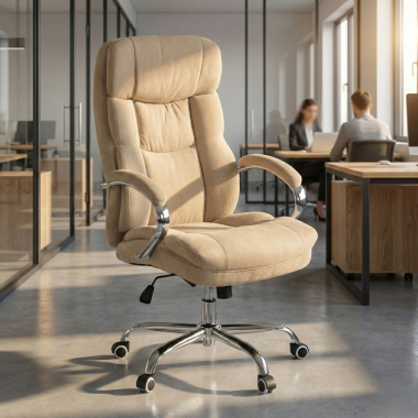 sillon de oficina beige harmony tela brazos tapizados 2