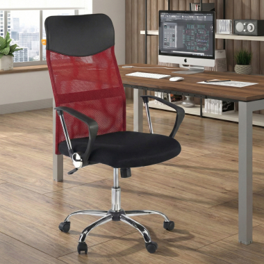 silla de oficina rojo nova malla brazos fijos 2