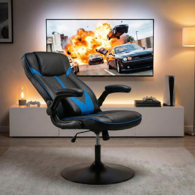 silla gaming azul piel sintetica brazos abatibles 2