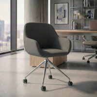 Silla de reuniones con ruedas Greta, base de aluminio