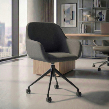 silla de reuniones negro antracita giratoria con ruedas tela brazos tapizados 2