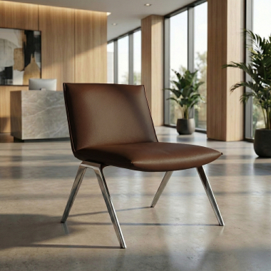silla sala de espera marron paisley piel sintetica sin brazos 2