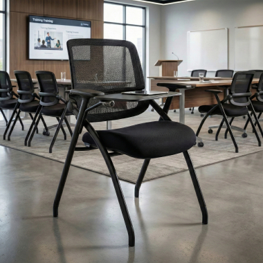 silla con pala negro con pala de escritura malla brazos moviles 2