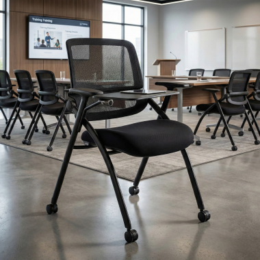 silla con pala negro con pala de escritura ruedas malla brazos moviles 2