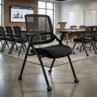 Silla plegable para formación Smart, respaldo de red, apilable con ruedas