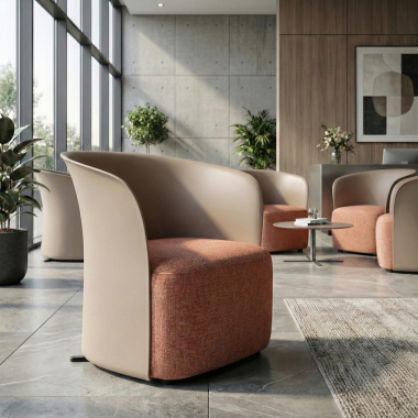 silla sala de espera marron duomo tela brazos fijos 2