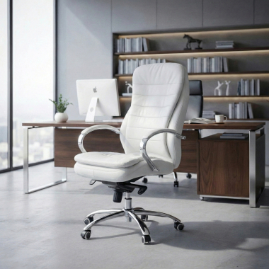 sillon de oficina blanco atenas piel sintetica brazos tapizados 2