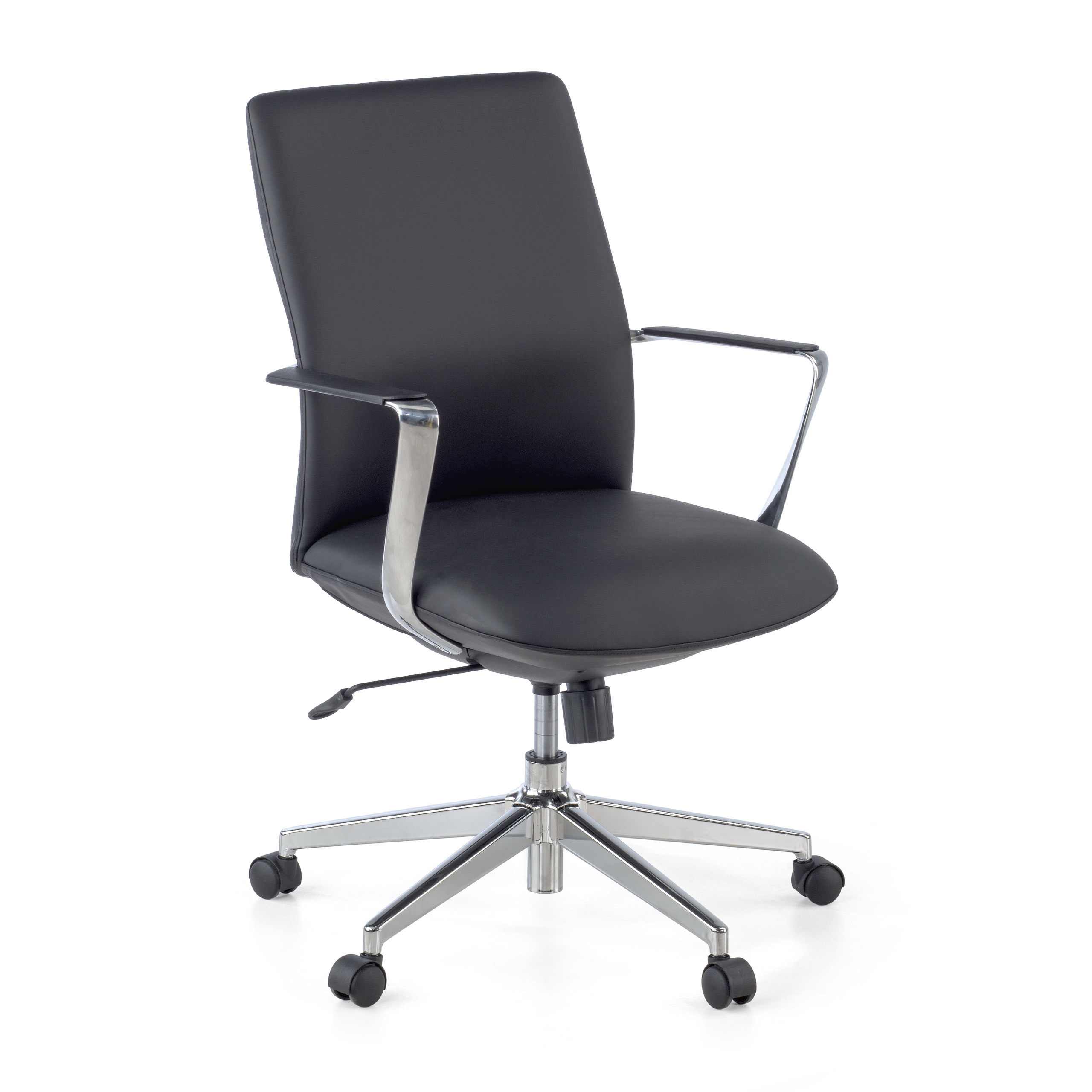 Sillón de Oficina Belfast, respaldo bajo, brazos aluminio, ecopiel