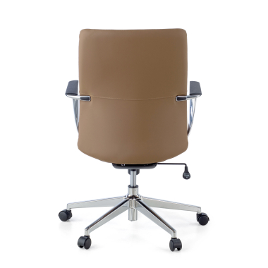 sillon de oficina beige respaldo bajo piel sintetica brazos fijos 7