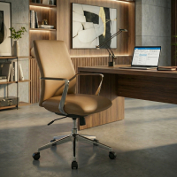 Sillón de Oficina Belfast, respaldo bajo, brazos aluminio, ecopiel