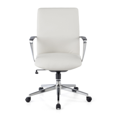 sillon de oficina blanco respaldo bajo piel sintetica brazos fijos 3