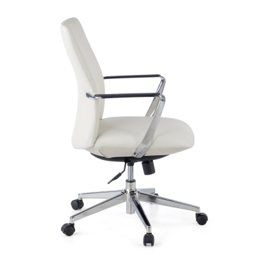 sillon de oficina blanco respaldo bajo piel sintetica brazos fijos 6