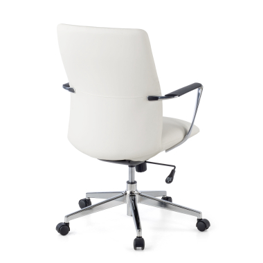 sillon de oficina blanco respaldo bajo piel sintetica brazos fijos 9