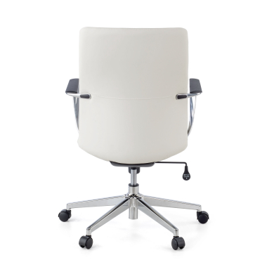 sillon de oficina blanco respaldo bajo piel sintetica brazos fijos 8