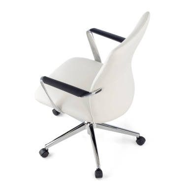 sillon de oficina blanco respaldo bajo piel sintetica brazos fijos 7