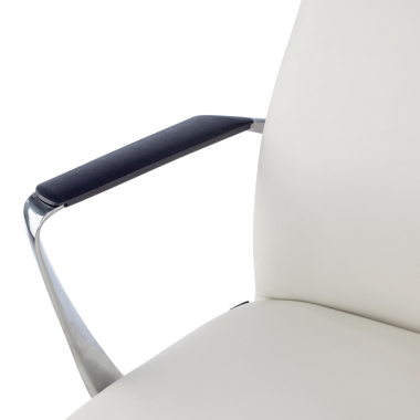 sillon de oficina blanco respaldo bajo piel sintetica brazos fijos 5
