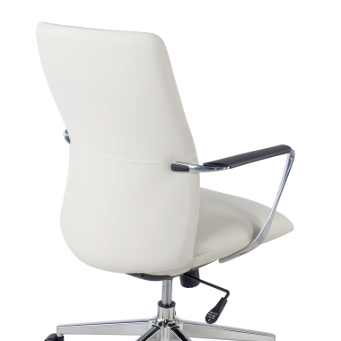 sillon de oficina blanco respaldo bajo piel sintetica brazos fijos 4