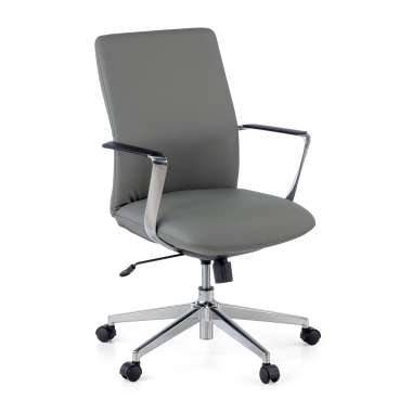 sillon de oficina gris respaldo bajo piel sintetica brazos fijos 1