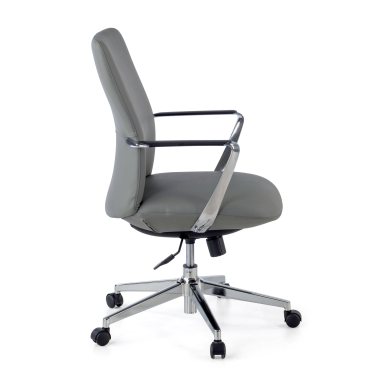 sillon de oficina gris respaldo bajo piel sintetica brazos fijos 4