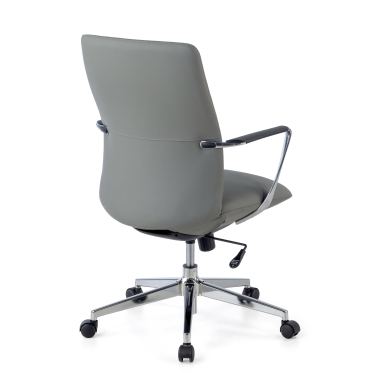 sillon de oficina gris respaldo bajo piel sintetica brazos fijos 9