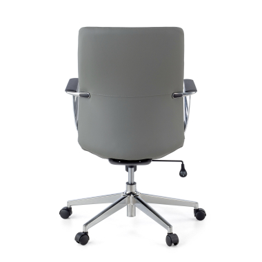 sillon de oficina gris respaldo bajo piel sintetica brazos fijos 7
