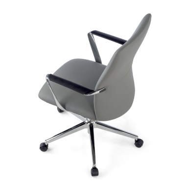 sillon de oficina gris respaldo bajo piel sintetica brazos fijos 8