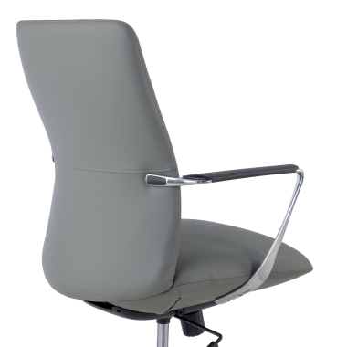 sillon de oficina gris respaldo bajo piel sintetica brazos fijos 6