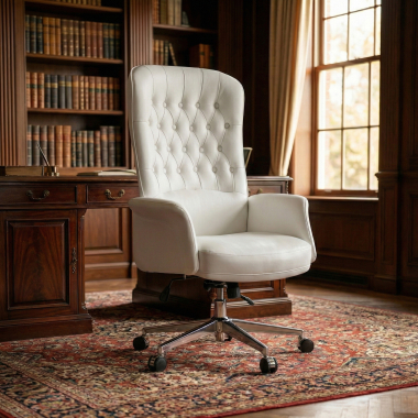 sillon de oficina blanco ankara piel sintetica brazos tapizados 2