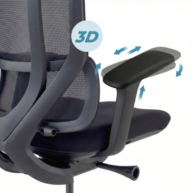 silla ergonomica negro aeroflow estructura negra malla brazos regulables 3d doble soporte lumbar reposacabezas 5