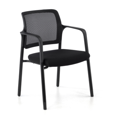 silla de visita negro con brazos malla brazos fijos 1