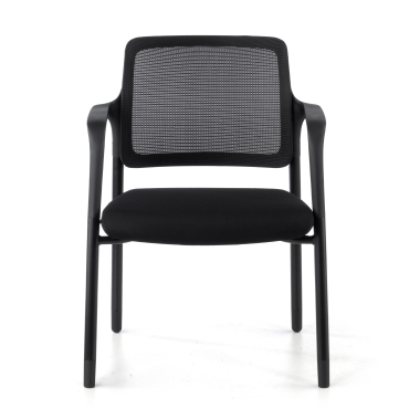 silla de visita negro con brazos malla brazos fijos 3