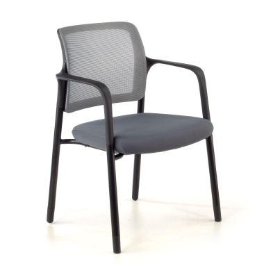 silla de visita gris con brazos malla brazos fijos 1