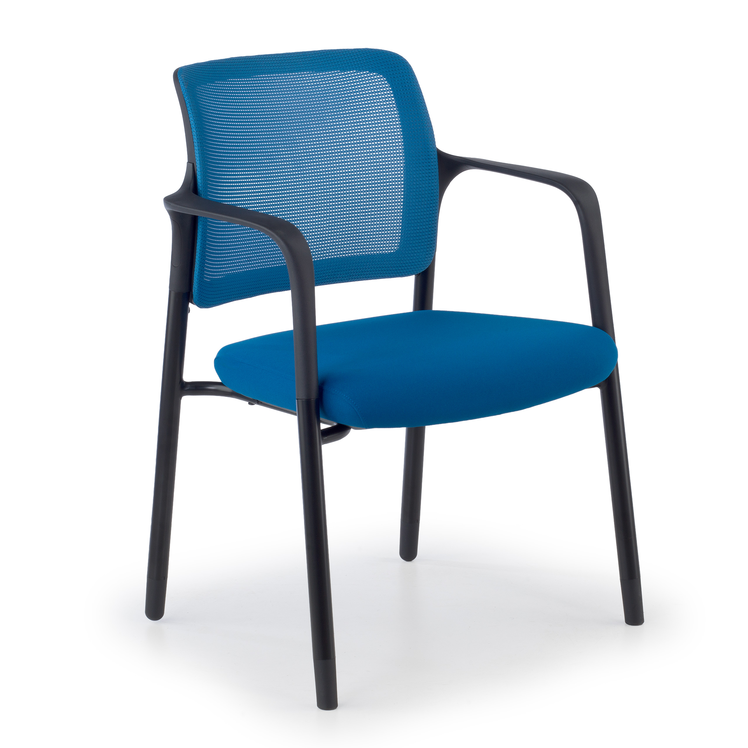 Silla de visitas Hermes con brazos, 4 patas, amplio asiento, respaldo de red