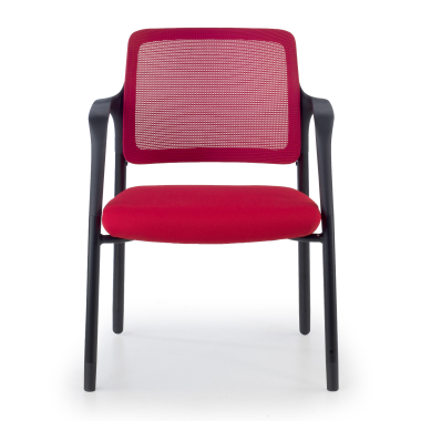 silla de visita rojo con brazos malla brazos fijos 3