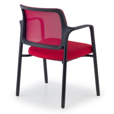 silla de visita rojo con brazos malla brazos fijos 8