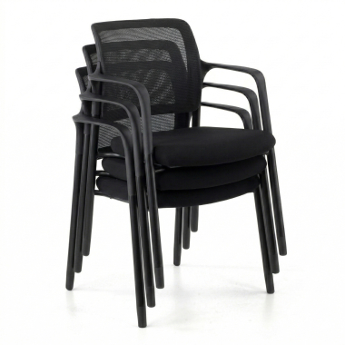 silla de visita negro con brazos malla brazos fijos 7