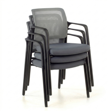 silla de visita gris con brazos malla brazos fijos 7